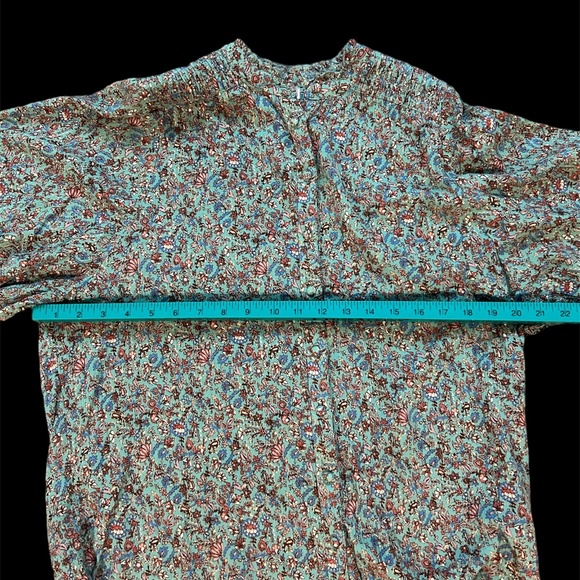 Fat Face Sage Green Prairie Floral Buttoned Long 3/4 Sleeve Blouse Top - Picture 2 of 9